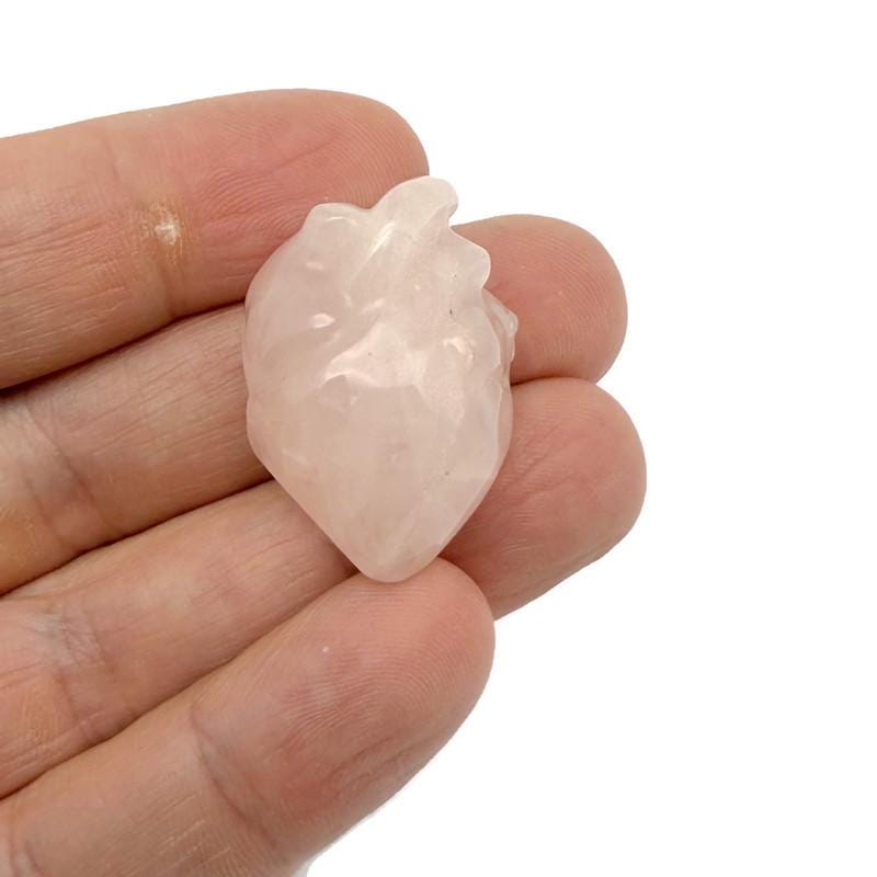 Handmade 30mm crystal heart figure carved from gemstone with colorful mixed patterns by GemstoneGO.