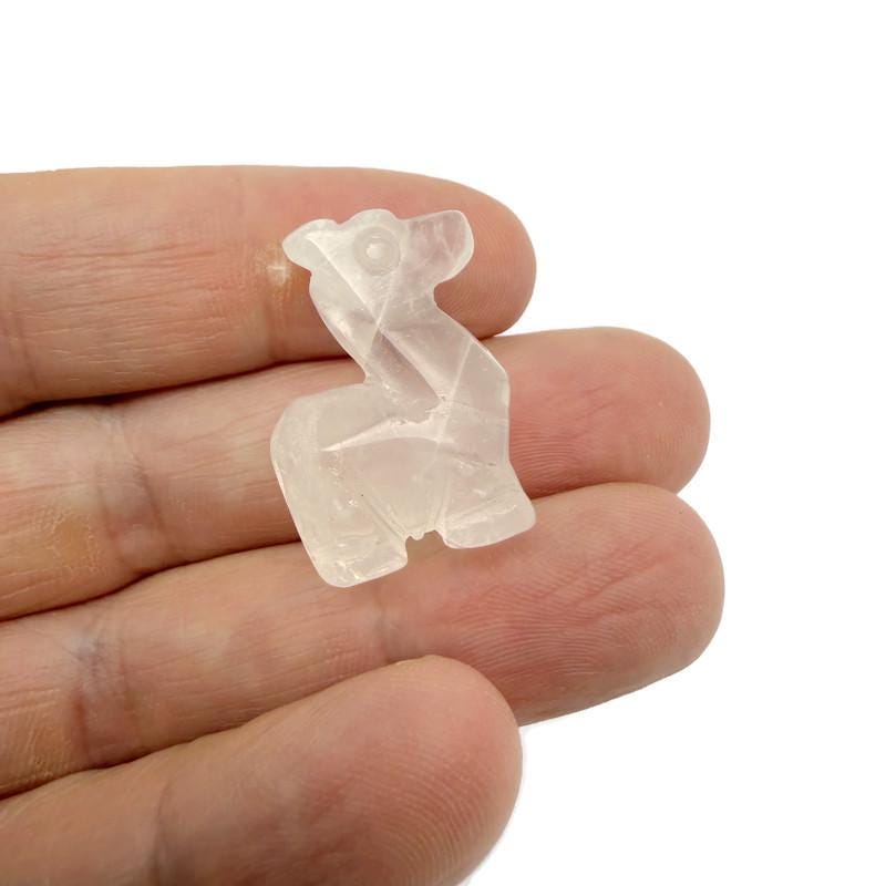 Handmade crystal llama animal figure carved from gemstones, 30mm tall, by GemstoneGO, showcasing detailed craftsmanship and vibrant colors.