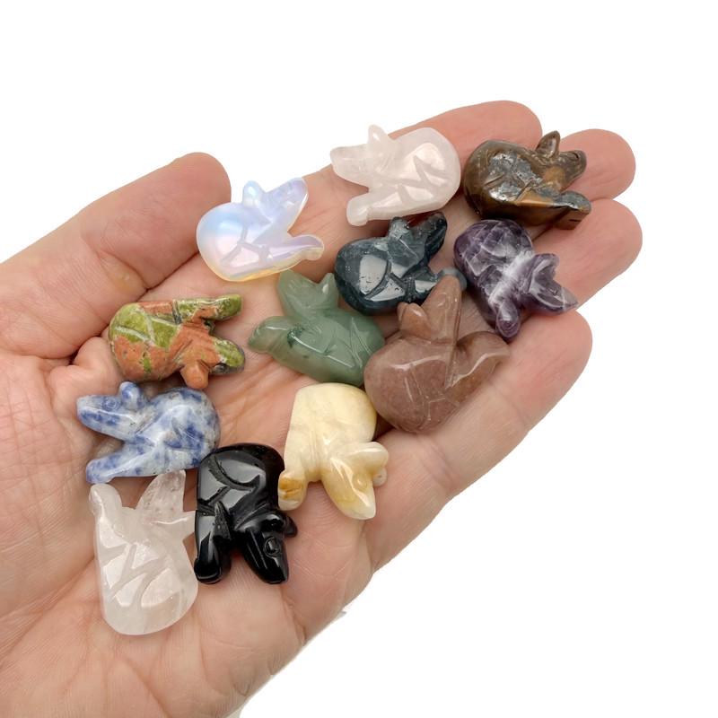 Handmade carved crystal mouse animal figure, approximately 30mm, colorful gemstone sculpture from GemstoneGO.