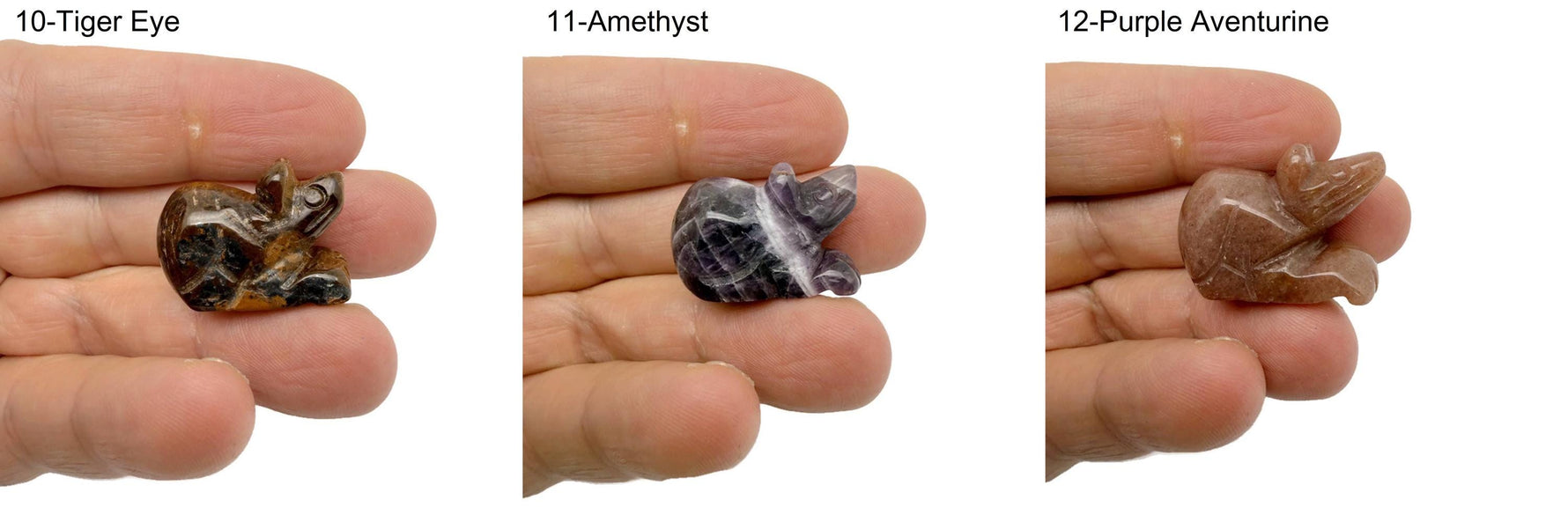 Handmade carved crystal mouse animal figure, 30mm, in various colors, from GemstoneGO, detailed gemstone sculpture.