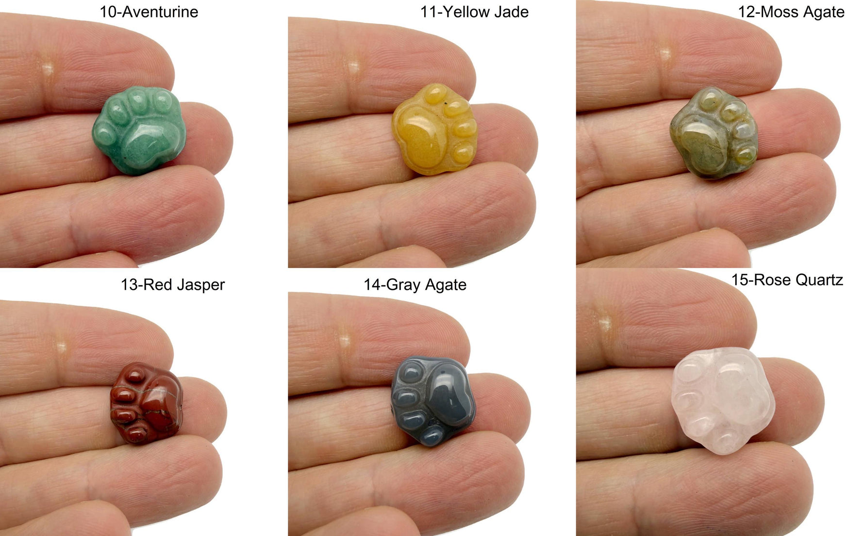 15mm Crystal Cat Paw drilled beads in a mixed color set by GemstoneGO, featuring sparkling gemstone animal paw-shaped charms.