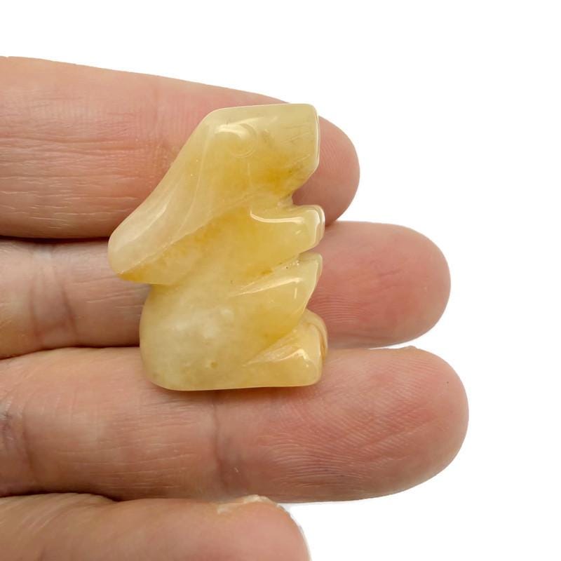Handmade 30mm crystal rabbit animal figure by GemstoneGO, carved from colorful gemstones, detailed and decorative.