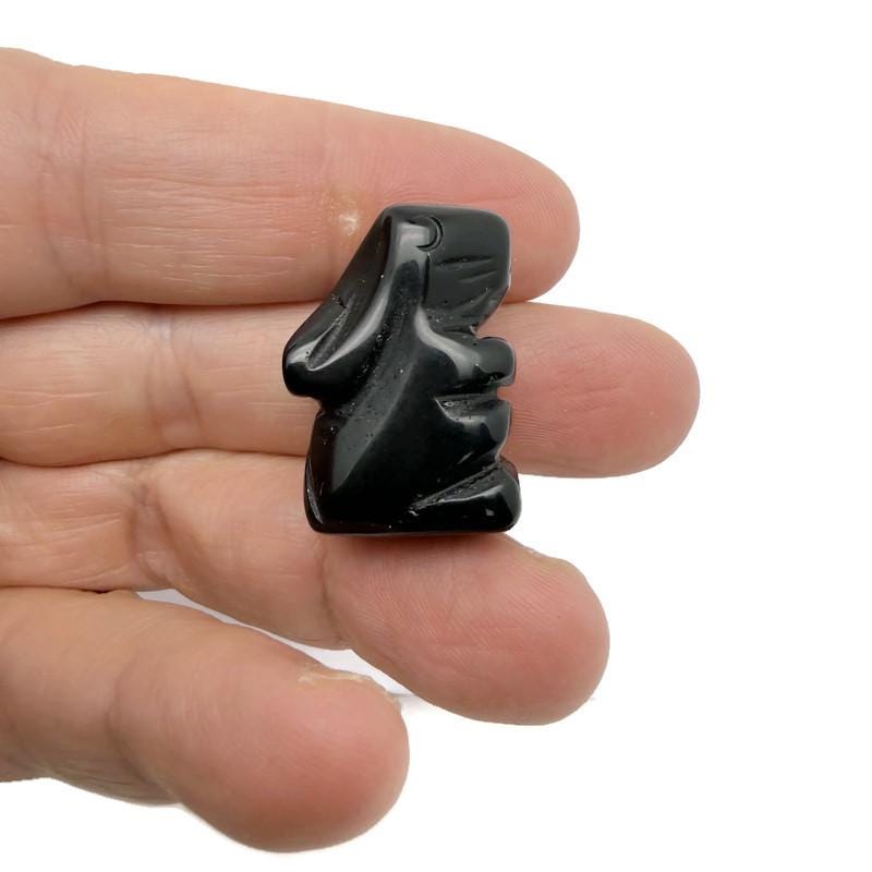 Hand-carved 30mm gemstone crystal rabbit animal figure by GemstoneGO, showcasing intricate craftsmanship and colorful mineral patterns.