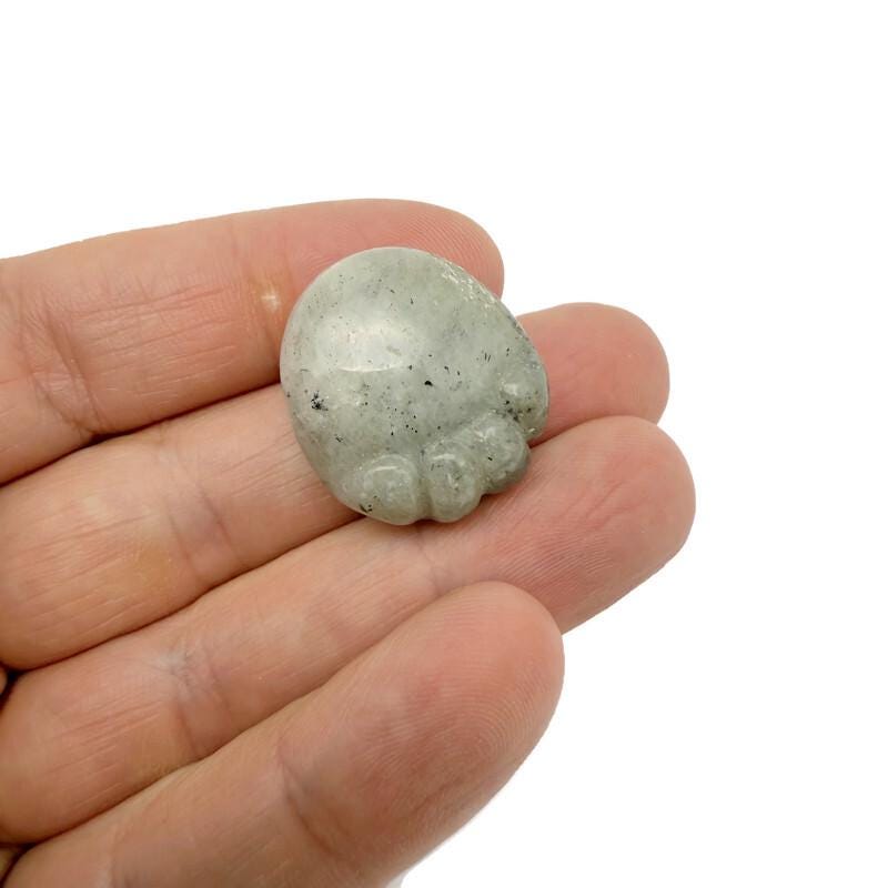 Handmade gemstone crystal cat paw animal figure carved from mixed stones, 25mm size, displayed on a neutral background.