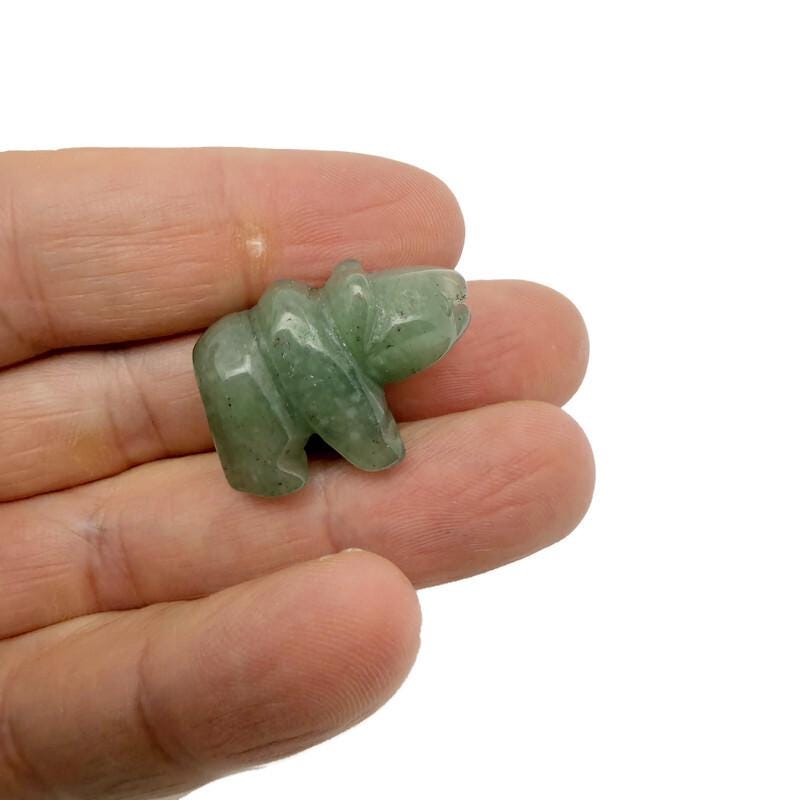 Handmade 30mm crystal bear animal figure by GemstoneGO, carved gemstone with colorful mixed stones, detailed and natural appearance.