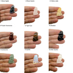 Handmade 30mm crystal wolf animal figure by GemstoneGO, carved gemstone sculpture in a natural pose with mixed colors.