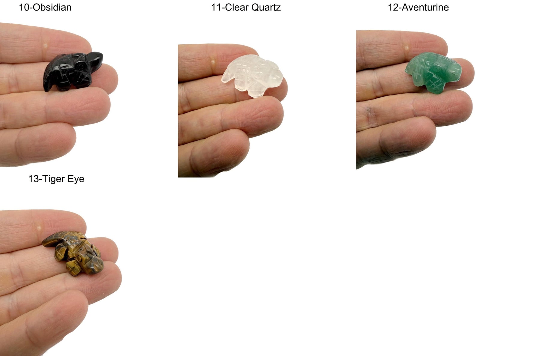 Handmade 30mm Crystal Crocodile animal figure by GemstoneGO, carved gemstone with detailed features and vibrant colors.