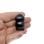 Handcrafted obsidian frog monster crystal carving by GemstoneGO, featuring a detailed gemstone creature statue with intricate textures.