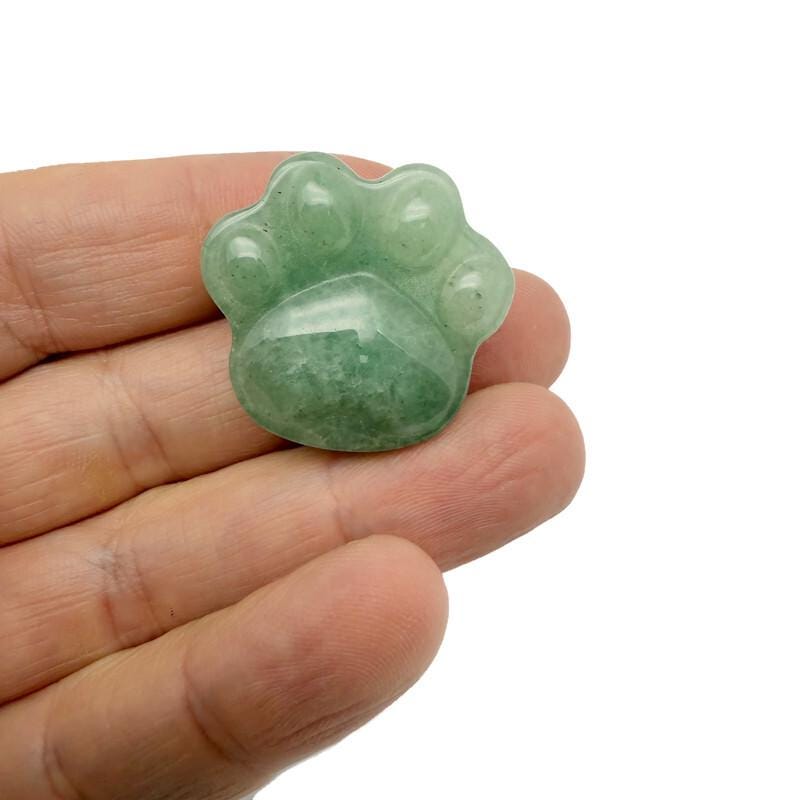 A 30mm Aventurine Bear Paw crystal carving by GemstoneGO, featuring detailed green gemstone with natural stone textures.