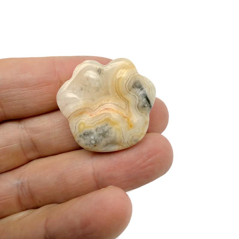 Crazy Lace Agate bear paw crystal carving from GemstoneGO, 30mm, featuring intricate lace patterns and natural gemstone details.