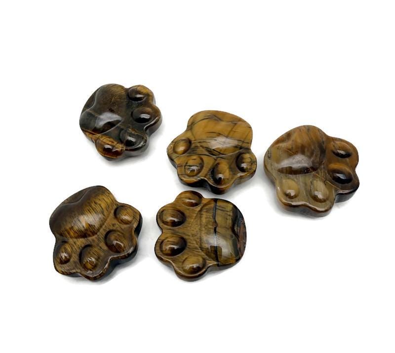 Tiger Eye Bear Paw Crystal Carving - 30mm - HA1256