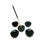 Moss agate crystal flower-shaped incense holder from GemstoneGO, designed for cleansing and relaxation.