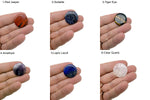 Round polished gemstone slab, 25mm pocket stone from GemstoneGO, smooth meditation stone with a vibrant mix of colors.