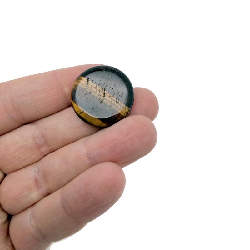 Round Tiger Eye Flat Gemstone - Slab Crystal - 25mm - FL1101