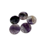 Round amethyst flat gemstone slab, 25mm, showcasing deep purple color and polished smooth surface, from GemstoneGO.