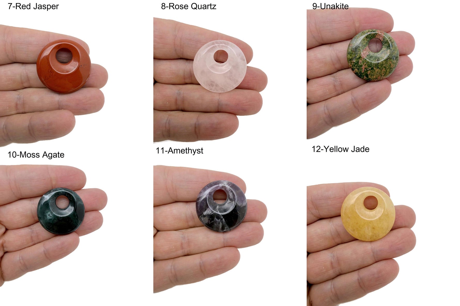 Polished 30mm Pi Stone healing crystal donut from GemstoneGO with vibrant mixed colors and smooth, polished surface.