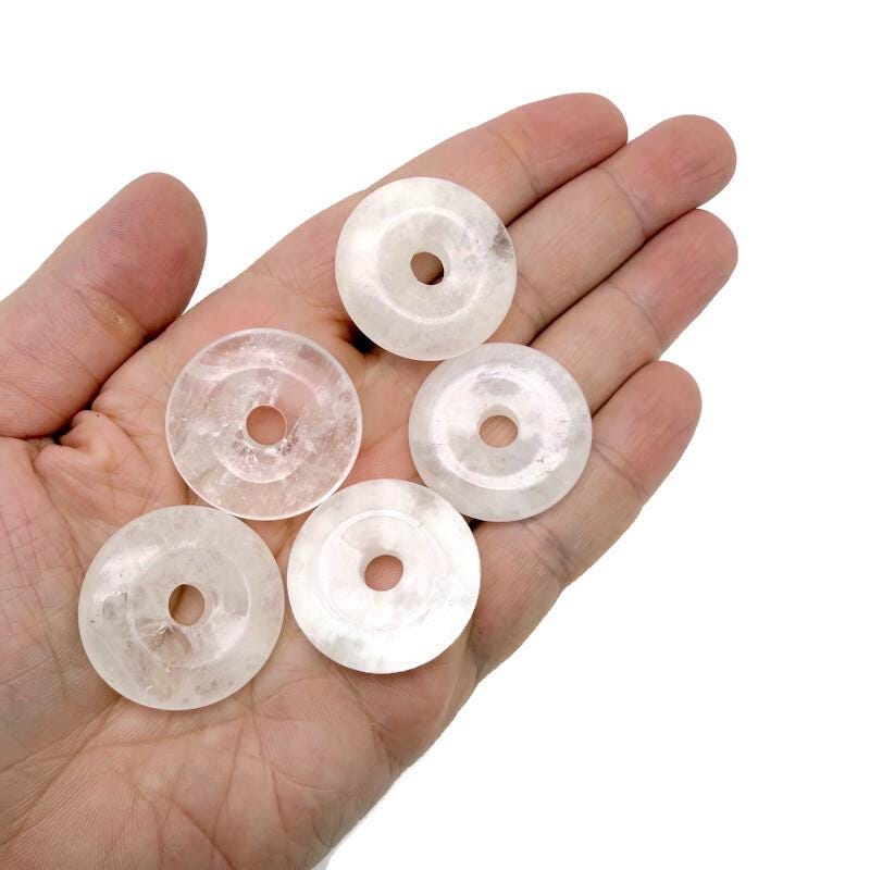 Donut de cristal de cuarzo transparente - Piedra Pi - 30mm - DO1092