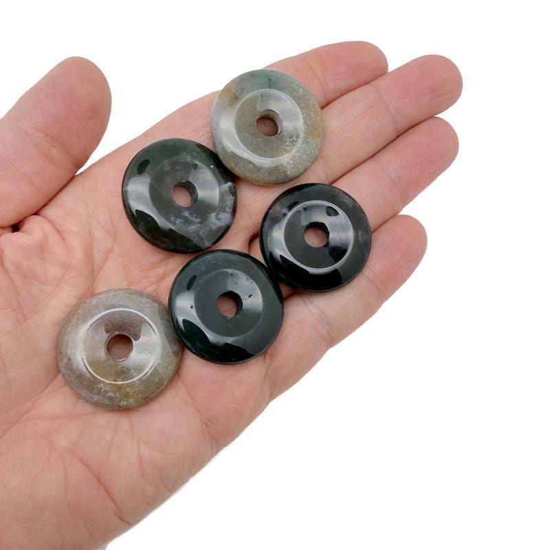 Donut de cristal de ágata musgosa - Piedra Pi - 30mm - DO1099