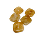 Yellow jade square crystal donut pendant, 30mm Pi stone from GemstoneGO, showcasing a polished yellow jade gemstone with a hole in the center.