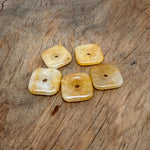 Yellow Jade square crystal donut from GemstoneGO, 30mm Pi Stone with vibrant yellow color and polished square shape.