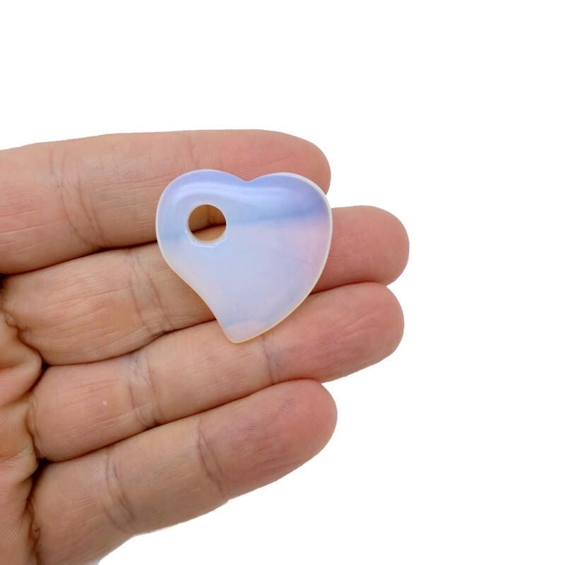 Opalite Crystal Heart - Hole Heart - 30mm - HT1006
