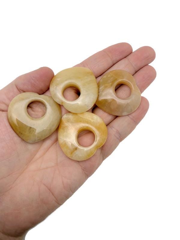 Yellow Jade Love Crystal Heart - 40mm - HZ1001