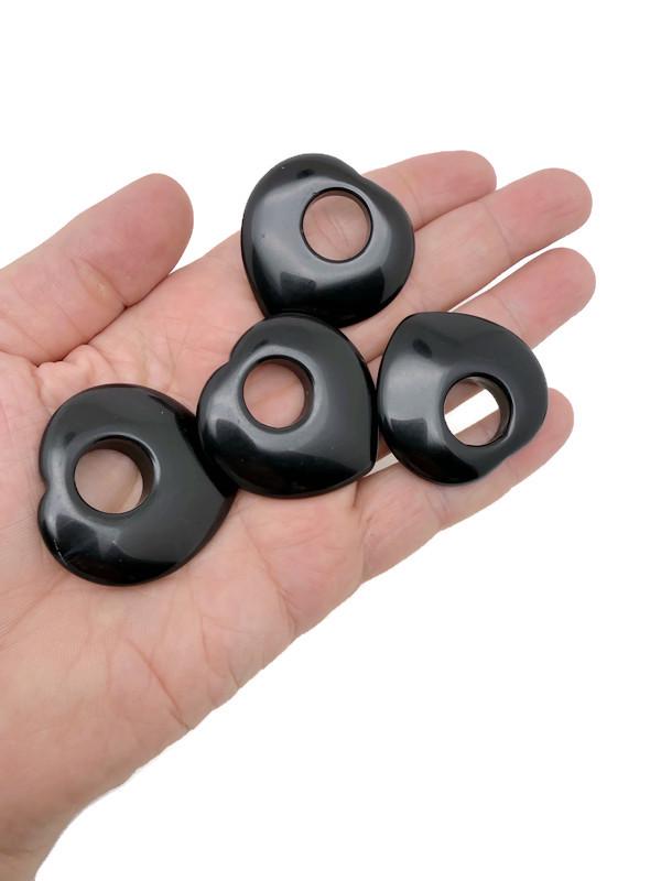 Collier pendentif cœur en cristal d'obsidienne en forme de donut - Assortiment de pendentifs en pierres précieuses - HZ1005
