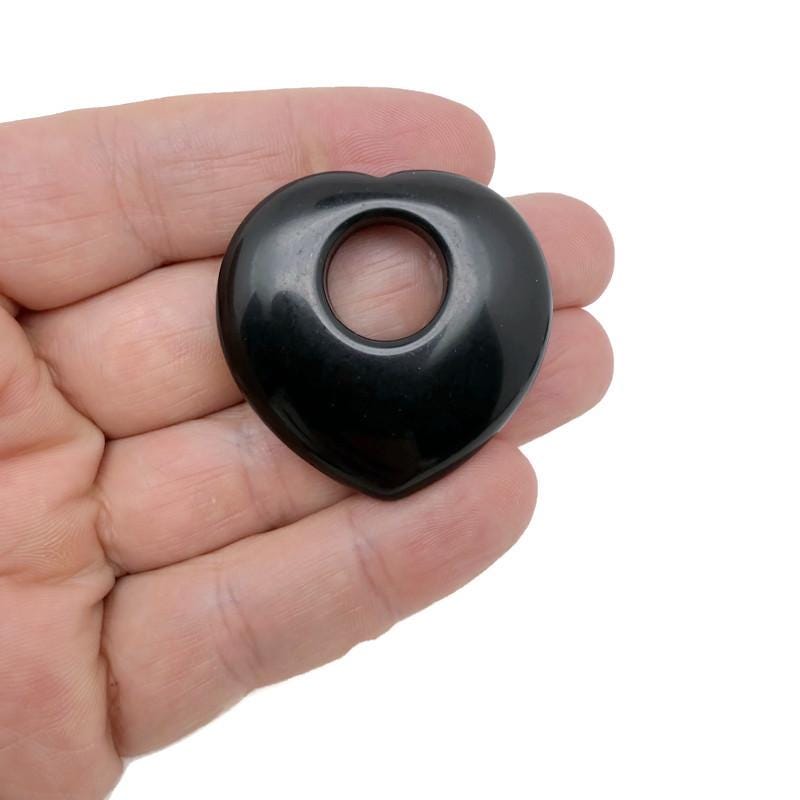 Collier pendentif cœur en cristal d'obsidienne en forme de donut - Assortiment de pendentifs en pierres précieuses - HZ1005