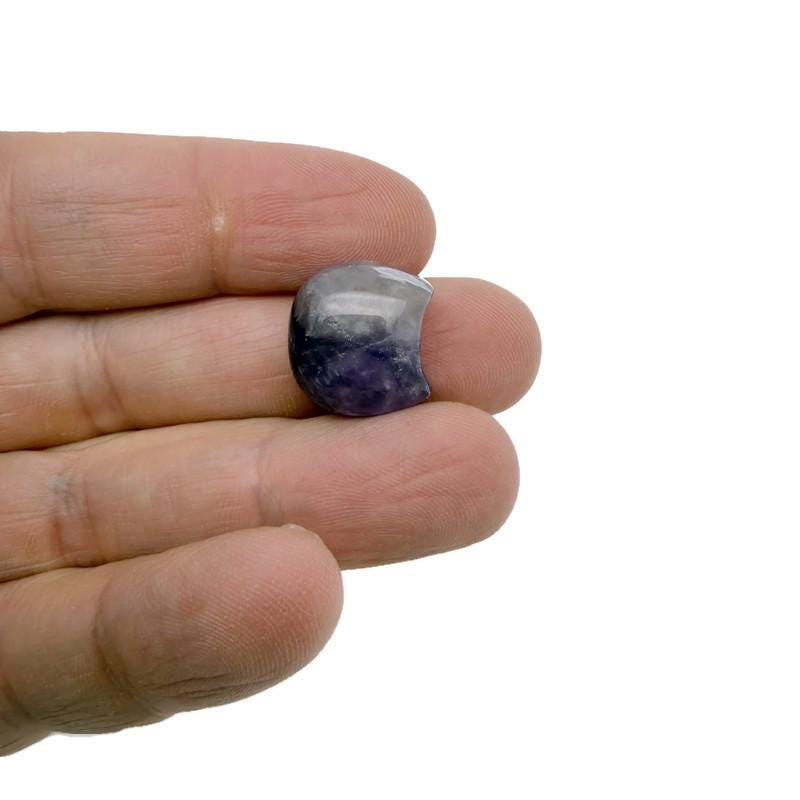 Assorted 16mm Crystal Moon Beads from GemstoneGO, ideal for jewelry making, featuring clear, reflective moon-shaped gemstone beads.