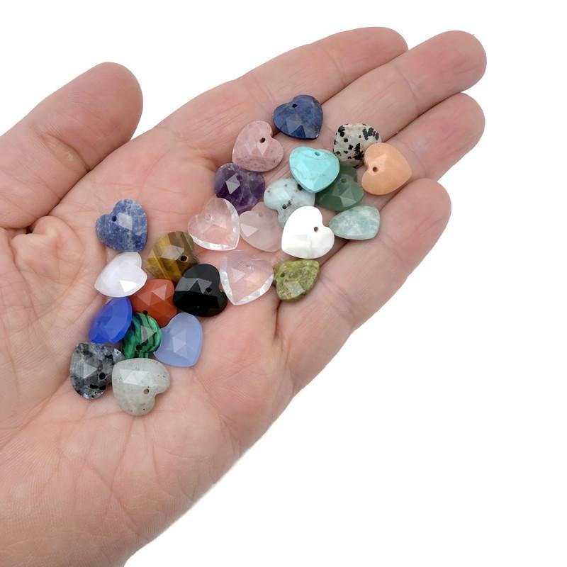 Drilled heart-shaped crystal pendant, 13mm, in assorted colors, ideal for DIY jewelry making by GemstoneGO.