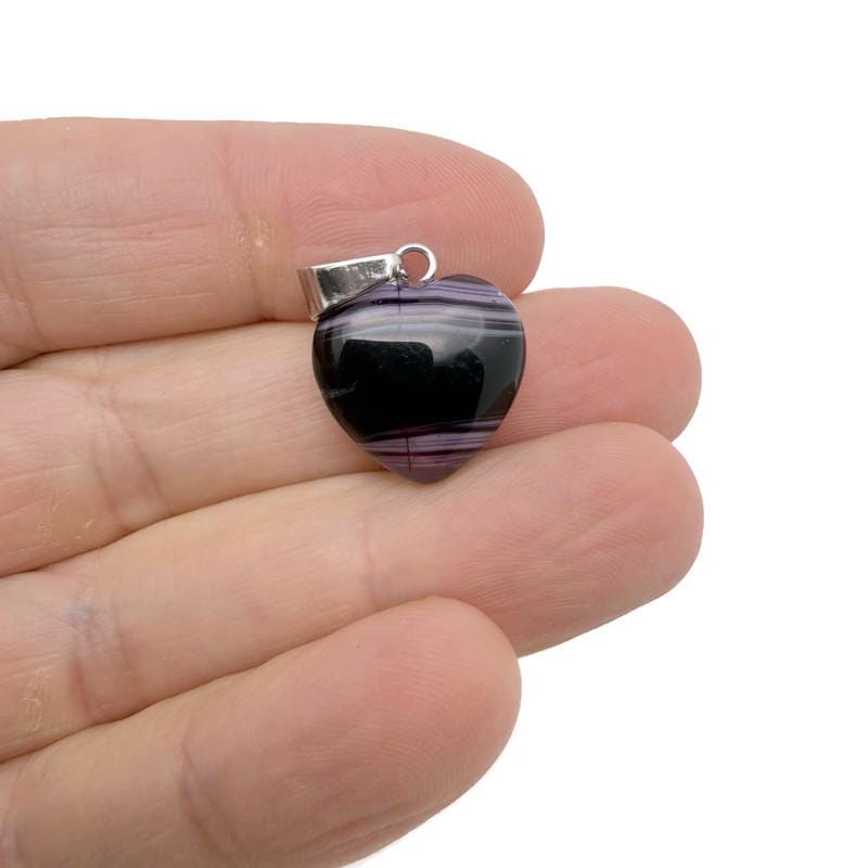 Purple Agate Heart Pendant - Mini Crystal Pendant - HNC1032