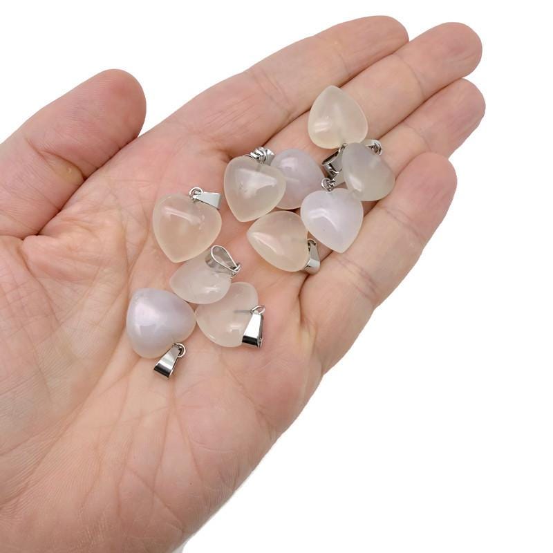 White Agate Heart Pendant - Mini Crystal Pendant - HNC1035