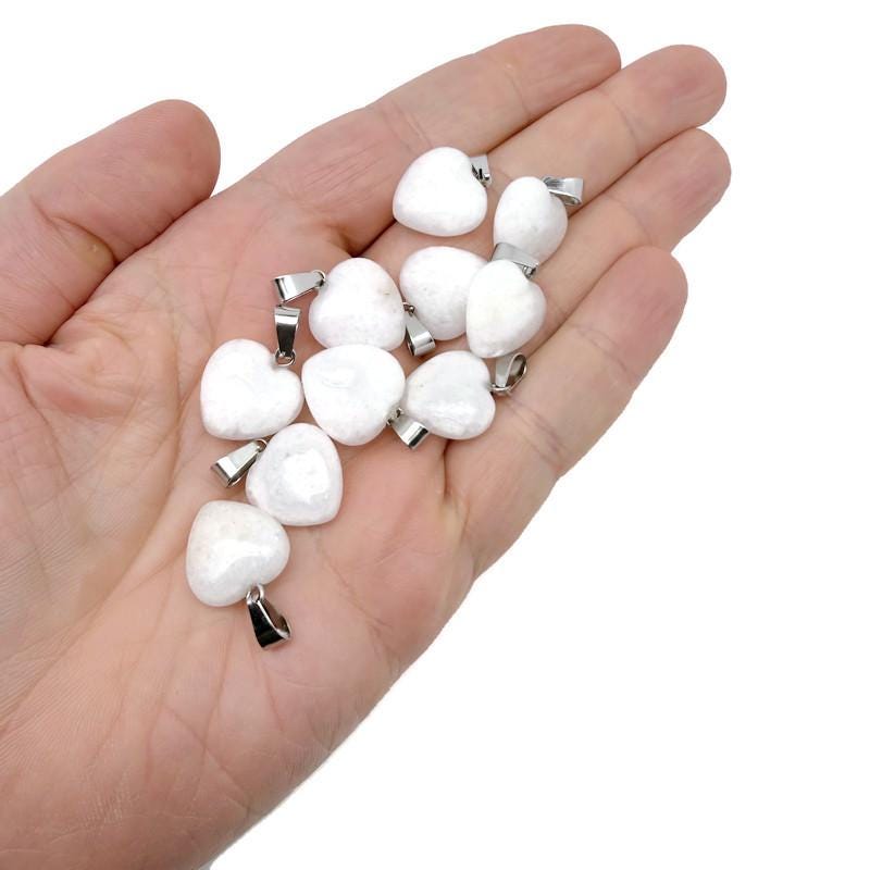 White Jade Heart Pendant - Mini Crystal Pendant - HNC1039