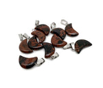 Mahogany Obsidian moon-shaped pendant for jewelry making, featuring a polished gemstone with natural dark reddish-brown hues.