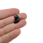 African Bloodstone Moon Crystal pendant from GemstoneGO, featuring a polished bloodstone with a moon shape, ideal for jewelry making.