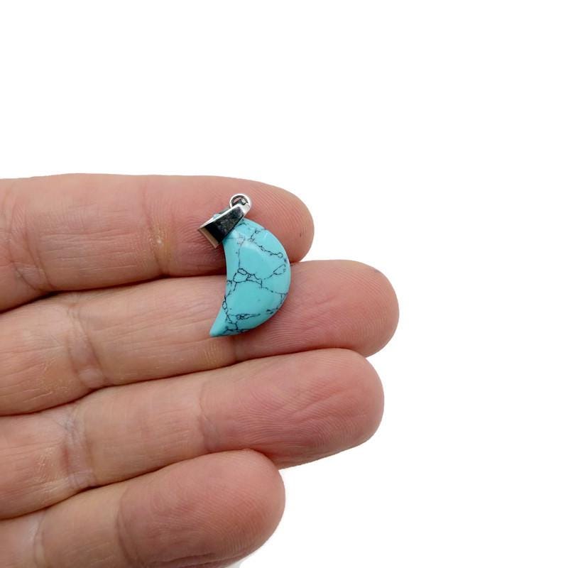 Turquoise Moon synthetic pendant from GemstoneGO, featuring a round moon-shaped jewelry making supply with vibrant turquoise color.