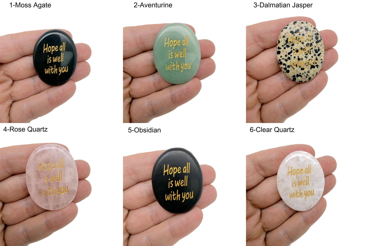 Hope All Is Well With You Engraved Crystal - Pocket Stone for Healing