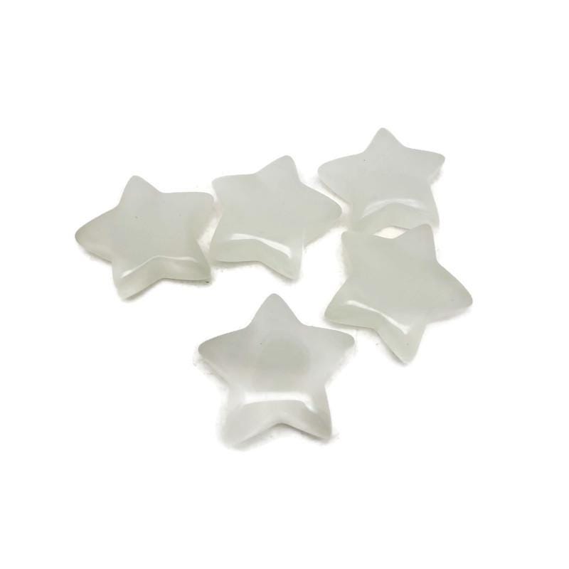 White Cats Eye Star Gemstone - 30mm - ST1070