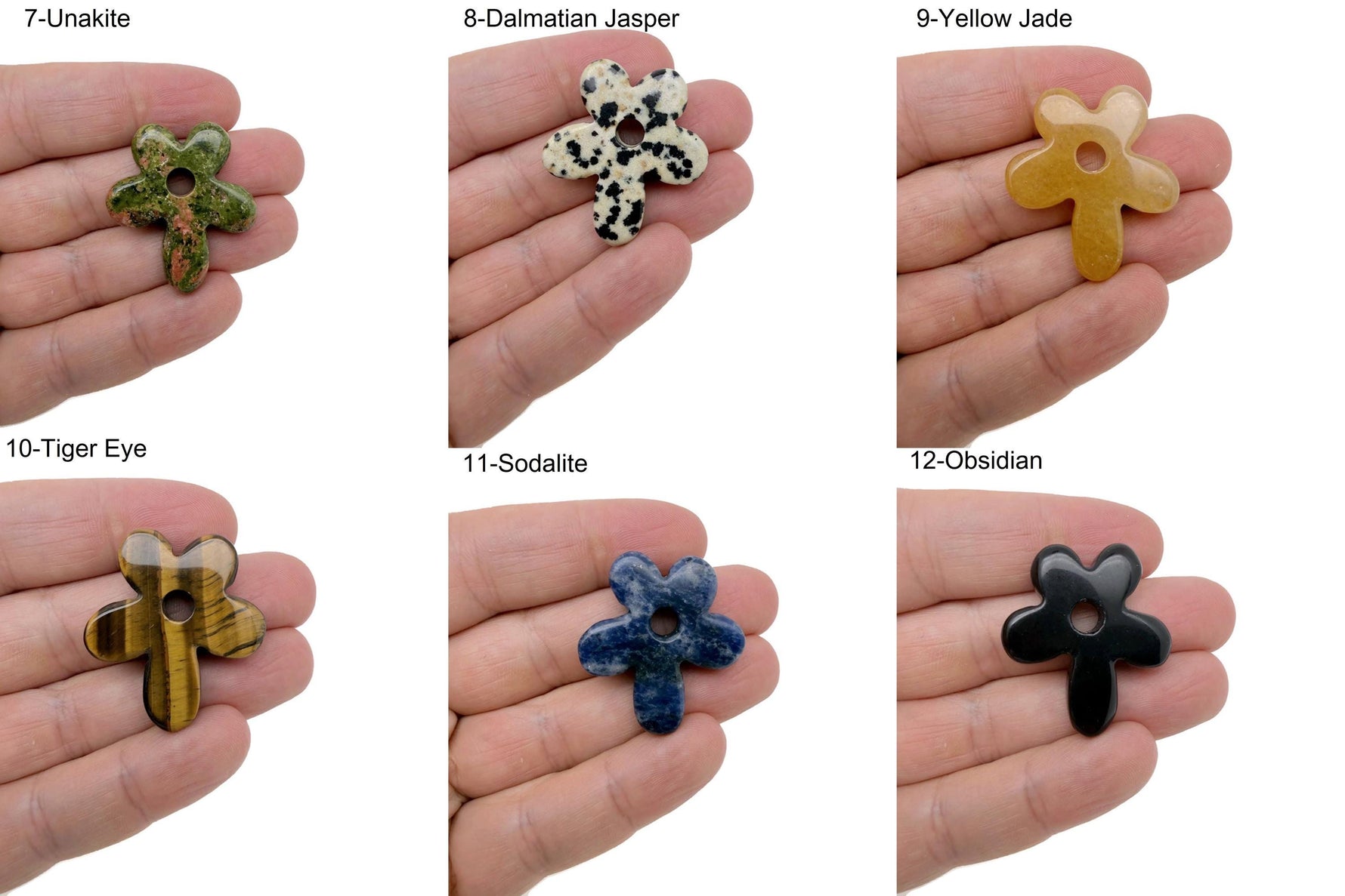 Carved crystal flower gemstone pendant with colorful gemstone accents, showcasing a detailed floral design by GemstoneGO.