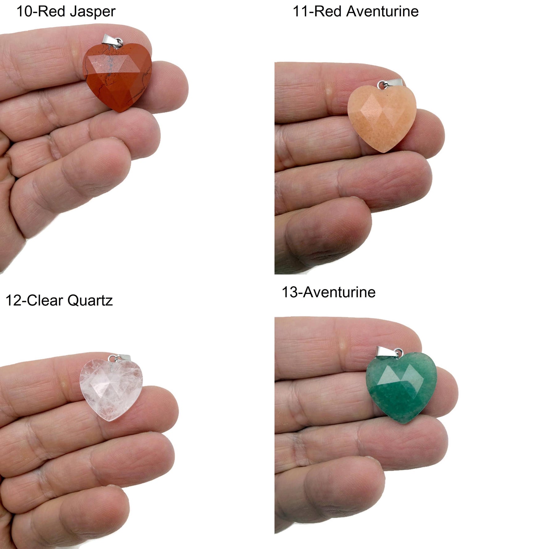 Faceted heart-shaped crystal pendant from GemstoneGO featuring a natural gemstone charm with a sparkling, clear crystal design.