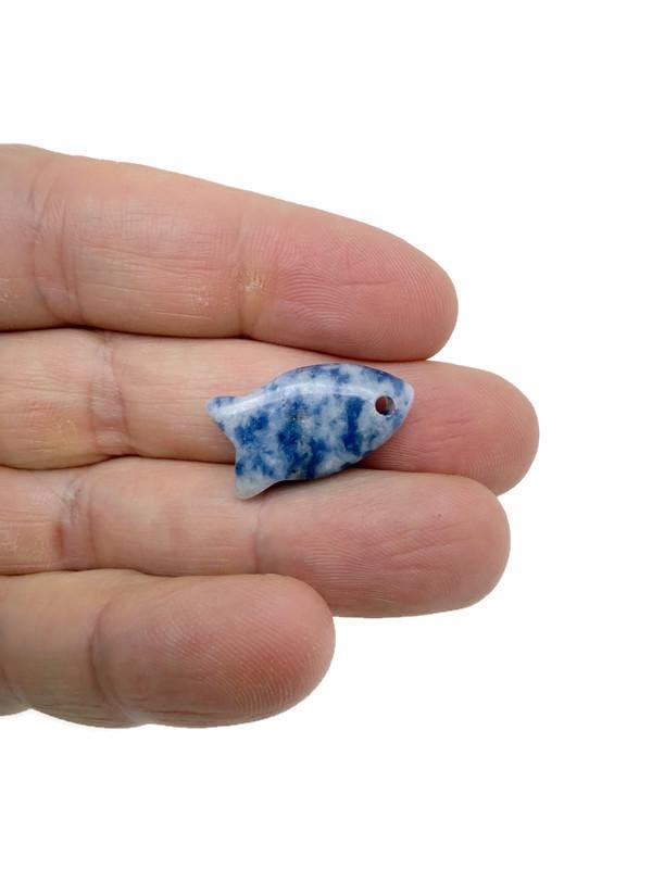 Sodalite Fish Shape Crystal Pendant - Healing Stone Fish Charm for Jewelry - NC1888