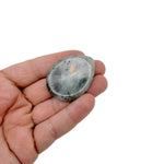 Labradorite worry stone from GemstoneGO, 45mm soothing crystal with iridescent flashes, hand-polished for calming grip and meditation.