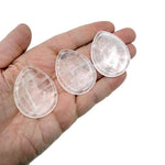 Clear quartz worry stone from GemstoneGO, 45mm smooth crystal with polished surface for calming and meditation use.