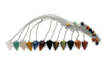 Healing crystal pendulum with stainless steel chain from GemstoneGO, featuring a polished gemstone orb for spiritual balance and divination.