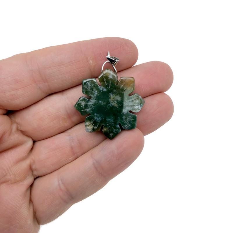 Moss Agate Gemstone Pendant - Healing Stone - NC1921