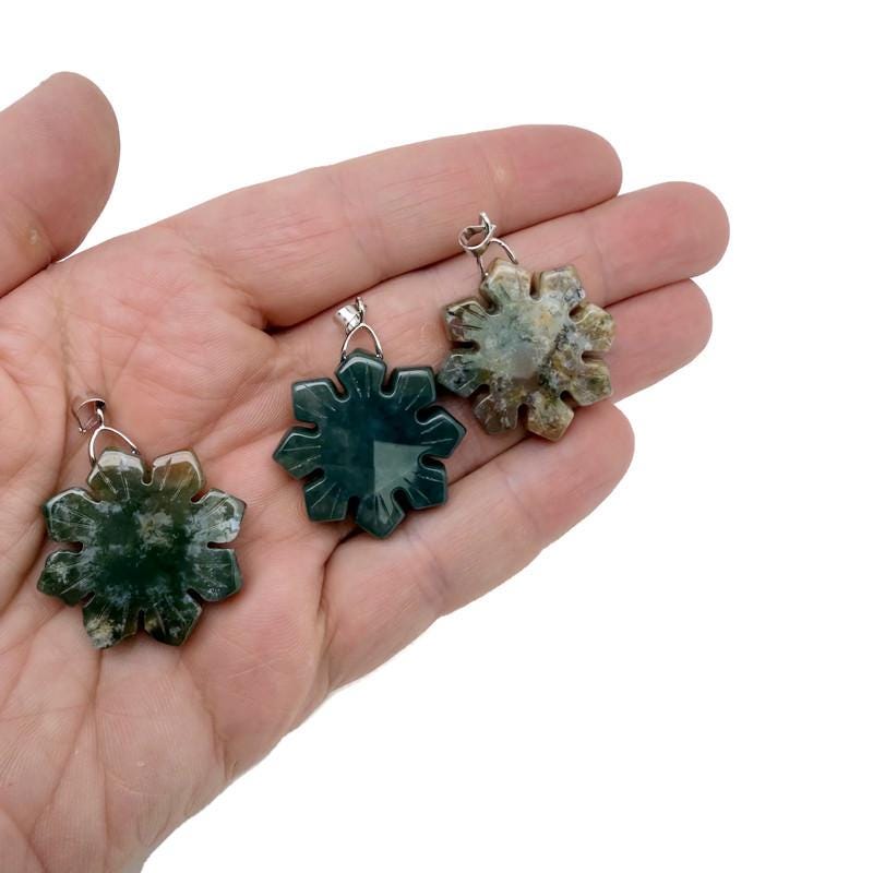 Moss Agate Gemstone Pendant - Healing Stone - NC1921