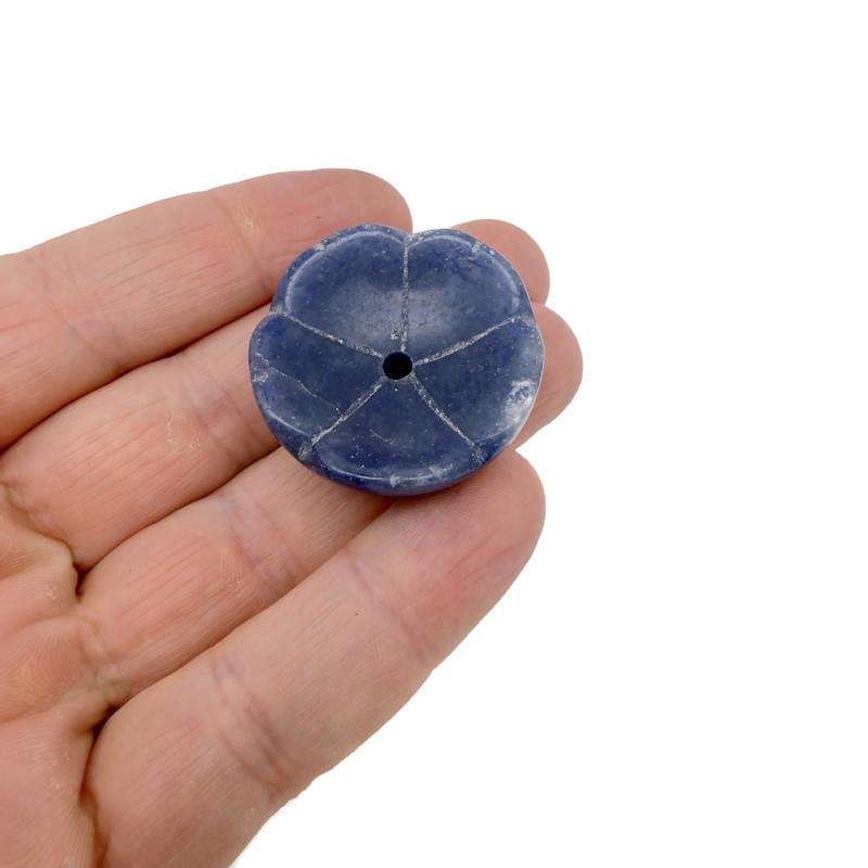 Blue aventurine crystal flower-shaped incense holder by GemstoneGO, designed for cleansing and relaxation.
