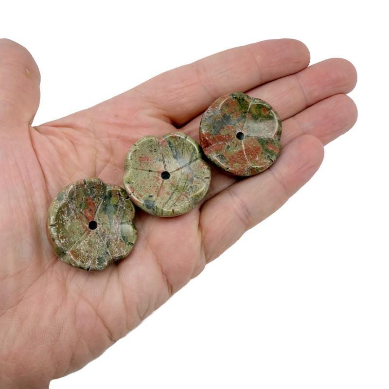 Unakite crystal carving incense holder shaped as a flower burner for cleansing and relaxation by GemstoneGO