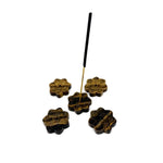 Tiger Eye natural crystal flower incense holder by GemstoneGO, carved gemstone stick burner for meditation and spiritual rituals.