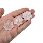 Clear quartz crystal flower incense holder from GemstoneGO, carved gemstone stick burner for meditation and decorative use.